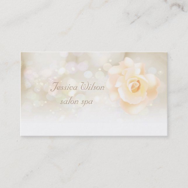 Professional glamourous elegant bokeh rose business card (Front)