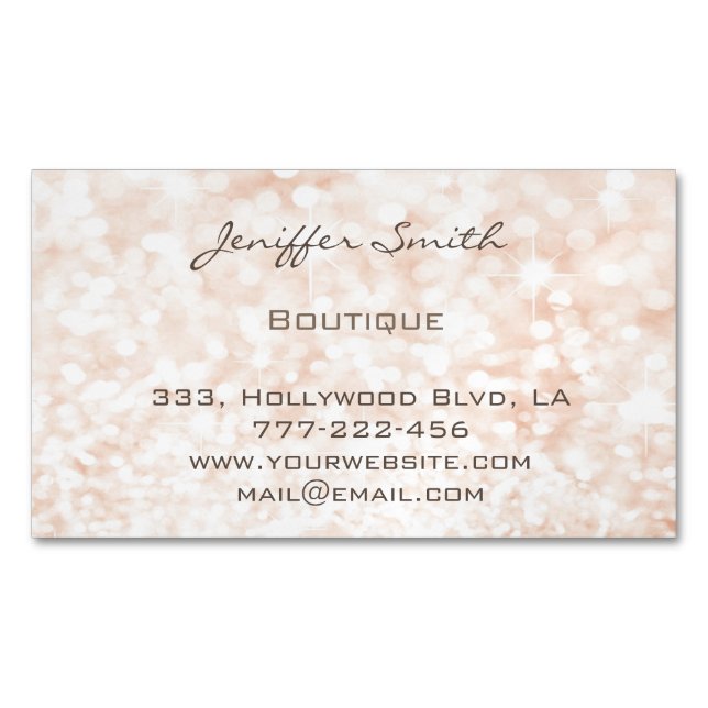 Professional glamourous elegant chic bokeh sparkle magnetic business card (Front)