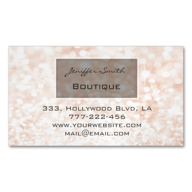 Professional glamourous elegant chic glittery magnetic business card (Front)