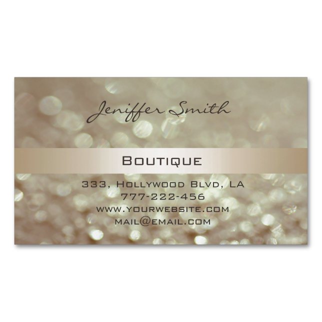 Professional glamourous elegant modern plain bokeh magnetic business card (Front)