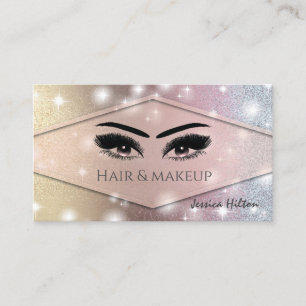 Professional glamourous lux glittery sparkle makeu business card