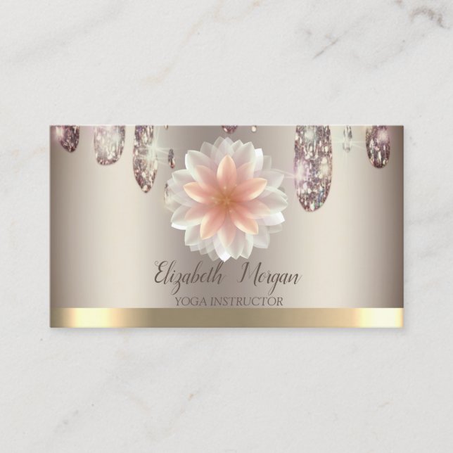 Professional Glitter Drips,Lotus Business Card (Front)