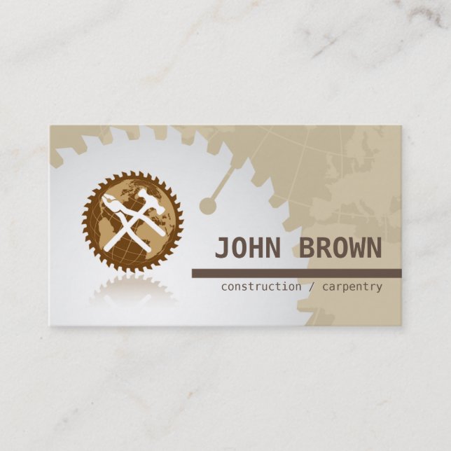 Professional Global Tools Construction Carpentry Business Card (Front)