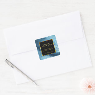 Professional gold black blue ice return address square sticker
