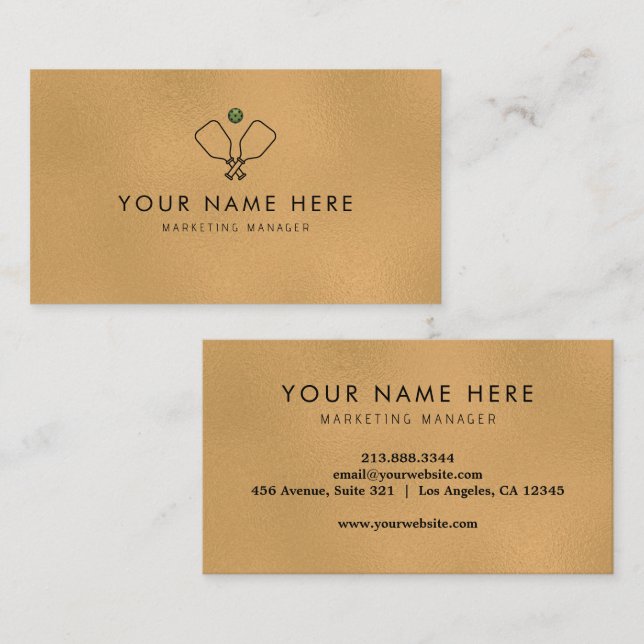 professional Gold black Pickleball Business Card (Front/Back)