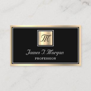 Professional Gold Black White Framed VIP Monogram Business Card