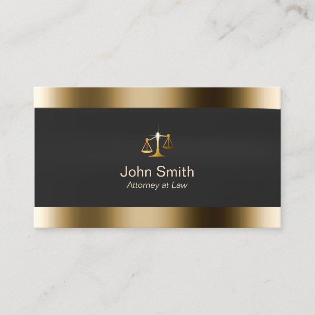 Professional Gold Border Lawyer Business Card (Front)