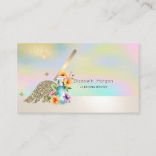 Professional Gold Broom Spray Bottle Holographic Business Card