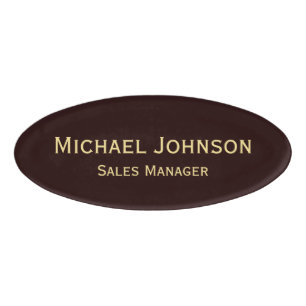 Professional Gold Brown Office Business Magnetic Name Tag