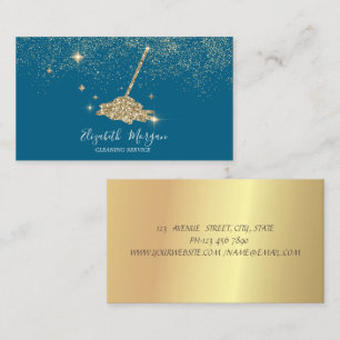 Professional Gold Confetti Glitter Broom Business Card