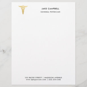 Professional Gold Doctor Medicine Symbol Custom Letterhead