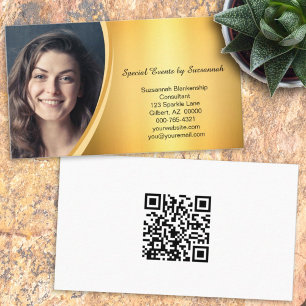 Professional Gold Flare Custom Photo QR Code Business Card