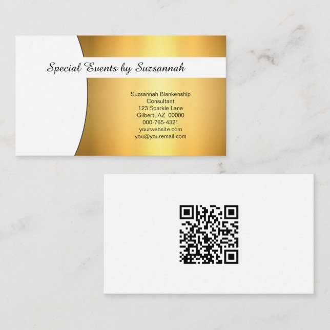 Professional Gold Flare Custom QR Code  Business Card (Front/Back)