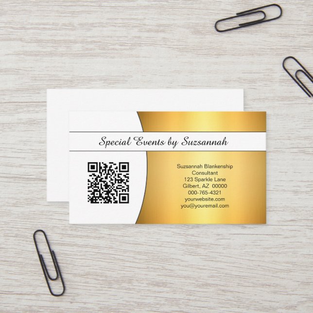 Professional Gold Flare Custom QR Code Business Card (Front/Back In Situ)