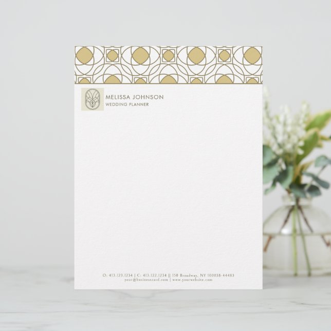Professional Gold Geometric Letterhead (Standing Front)