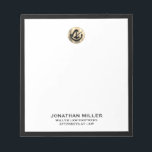 Professional Gold Logo Black Frame Law Firm Notepad<br><div class="desc">Upgrade your note-taking experience with this Customisable Lawyer Notepad. Designed specifically for lawyers, this notepad exudes professionalism and style. Featuring a striking gold logo and a sleek black frame, this customisable notepad adds a touch of elegance to your everyday work. Personalise the notepad with your name, title, or any preferred...</div>