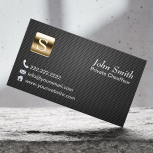 Professional Gold Logo Dark Metal Chauffeur Business Card