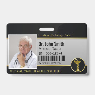 Professional Gold Medical Hygieia Bowl Photo ID Badge