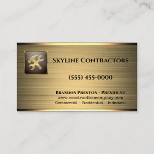 Professional Gold Metal Tool Construction Business Card