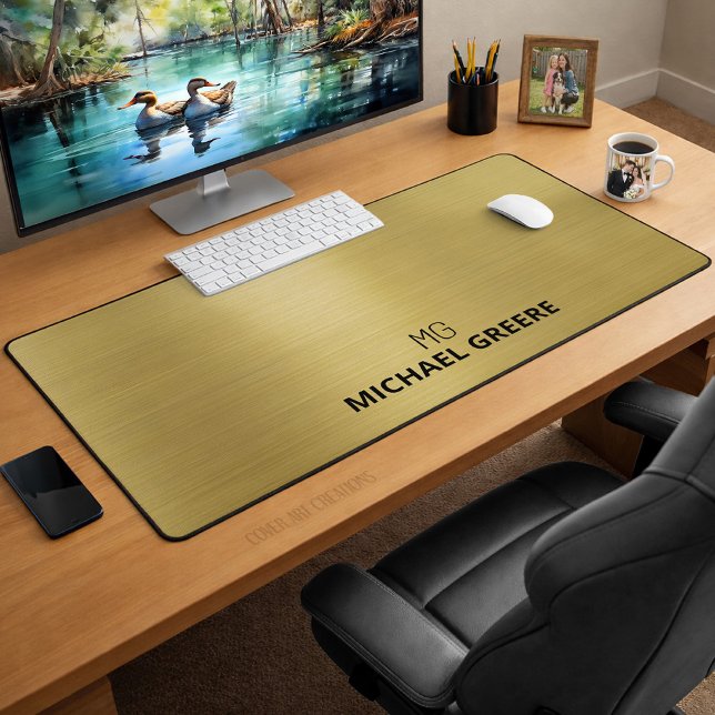 Professional Gold Metallic Monogram Desk Mat (Creator Uploaded)