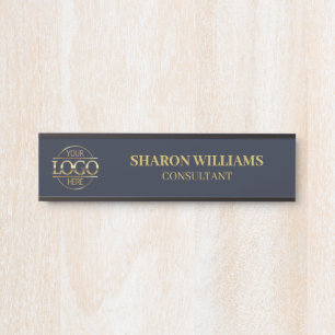 Professional Gold Navy Blue Custom Business Logo Door Sign