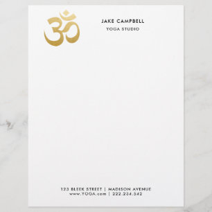Professional Gold Ohm Indian Symbol Yoga Studio Custom Letterhead