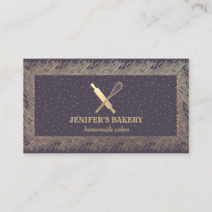 Professional gold rolling pin whisk chef bakery business card