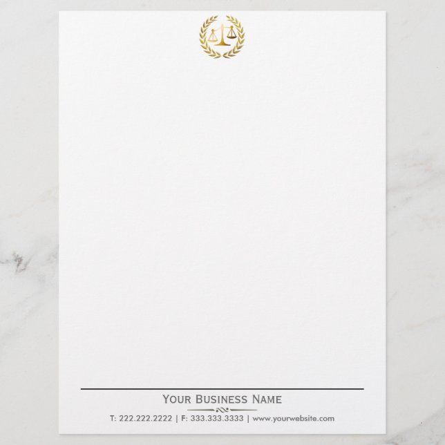 Professional Gold Scale Lawyer/Attorney Letterhead Template (Front)
