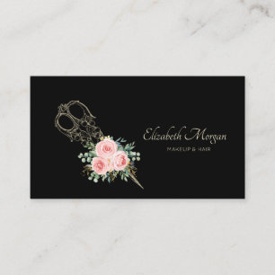 Professional Gold Scissors Flowers Business Card