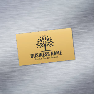 Professional Gold Tree Lawn and Garden Service Magnetic Business Card