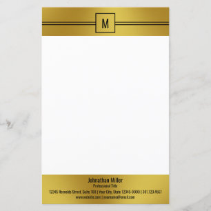 Professional Gold White Black Monogram Business
