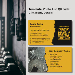 Professional Golden Yellow Personal Trainer Business Card