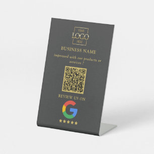 Professional Google Reviews QR Code Business Logo Pedestal Sign