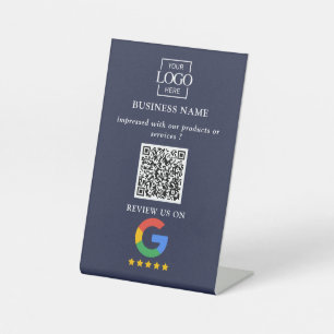 Professional Google Reviews QR Code Business Logo  Pedestal Sign