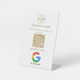Professional Google Reviews QR Code Business Logo Pedestal Sign