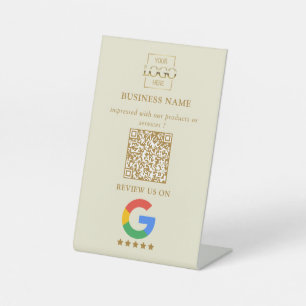 Professional Google Reviews QR Code Business Logo Pedestal Sign