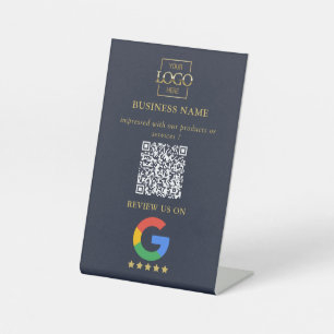 Professional Google Reviews QR Code Business Logo Pedestal Sign