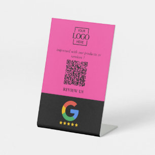 Professional Google Reviews QR Code Business Logo Pedestal Sign