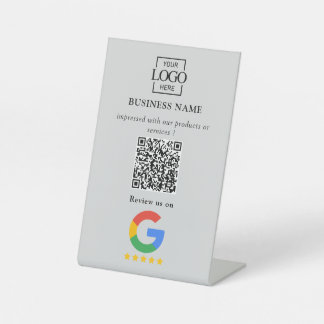 Professional Google Reviews QR Code Business Logo Pedestal Sign