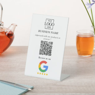 Professional Google Reviews QR Code Business Logo Pedestal Sign