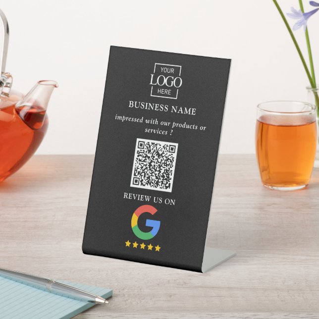 Professional Google Reviews QR Code Business Logo  Pedestal Sign (In SItu)