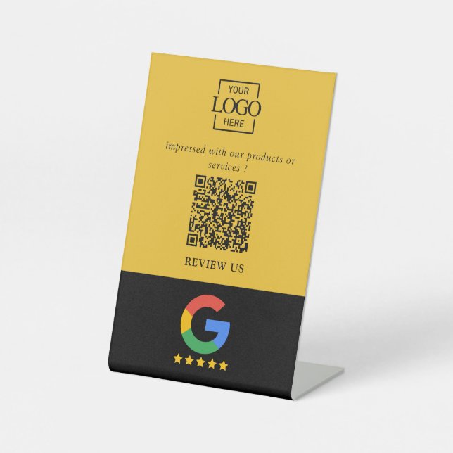 Professional Google Reviews QR Code Business Logo Pedestal Sign (Front)