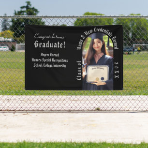 Professional Graduation Photo in Silver and Black Banner