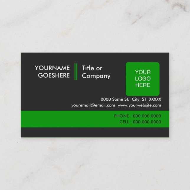 professional green 2 business card (Front)