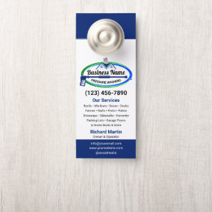 Professional Green Blue Pressure Washing Service Door Hanger