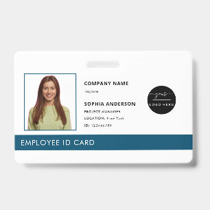 Professional Green Company Logo Employee Photo ID  Badge
