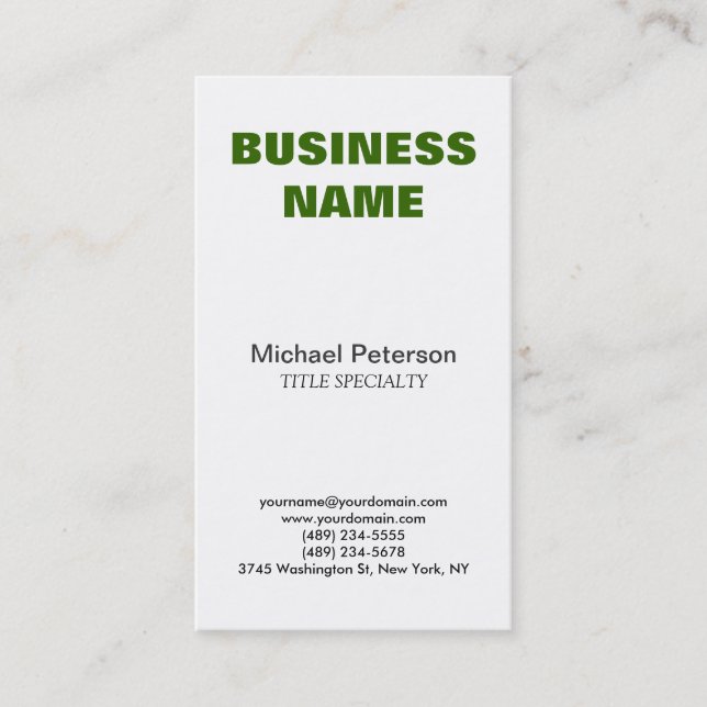 Professional Green Contemporary Business Card (Front)
