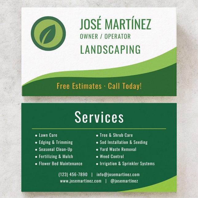 Professional Green Landscaping Lawn Care Business Card (Creator Uploaded)