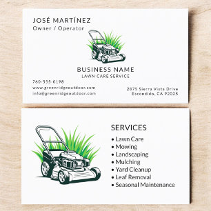 Professional Green Lawn Care and Service Business Card
