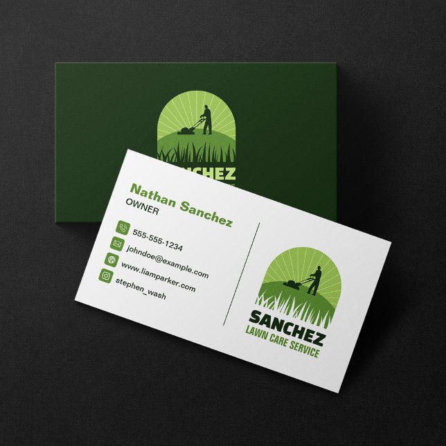 Professional Green Lawn Care Gardening Mowing Business Card (Creator Uploaded)